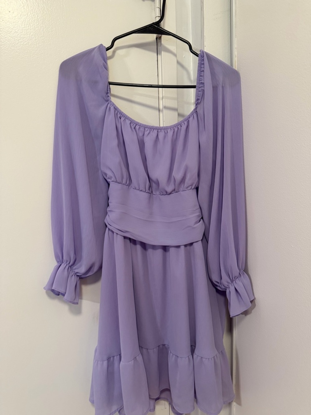 Lavender Long Sleeve Tiered Mini Dress